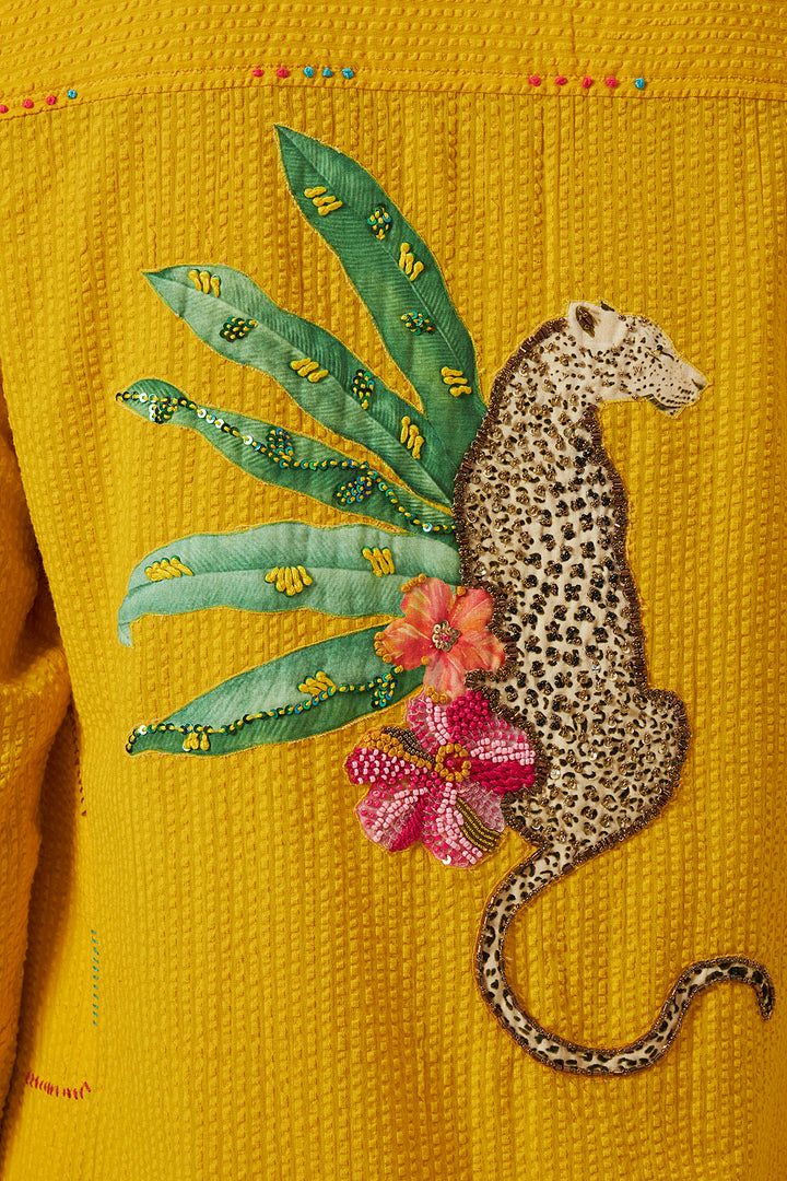 Yellow Statement Chetah Shirt Dress