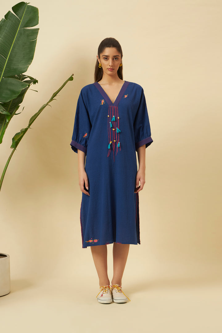 Indigo Midi Straight Dress