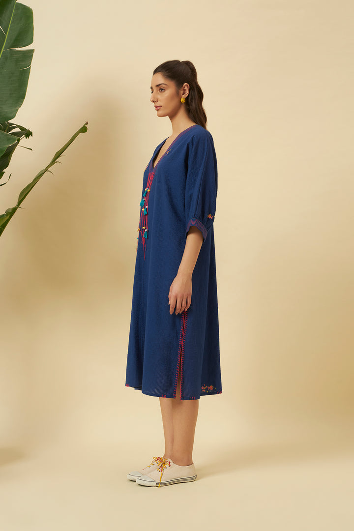Indigo Midi Straight Dress