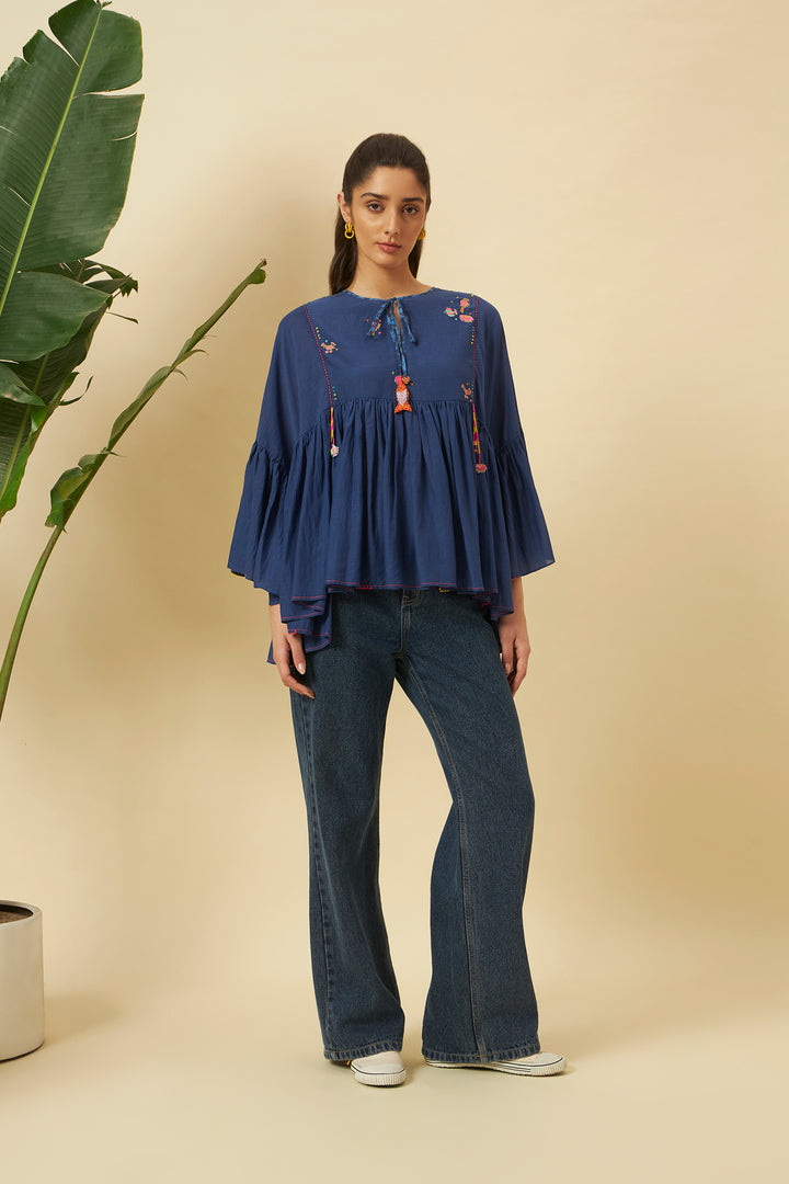 Indigo Tiered Top
