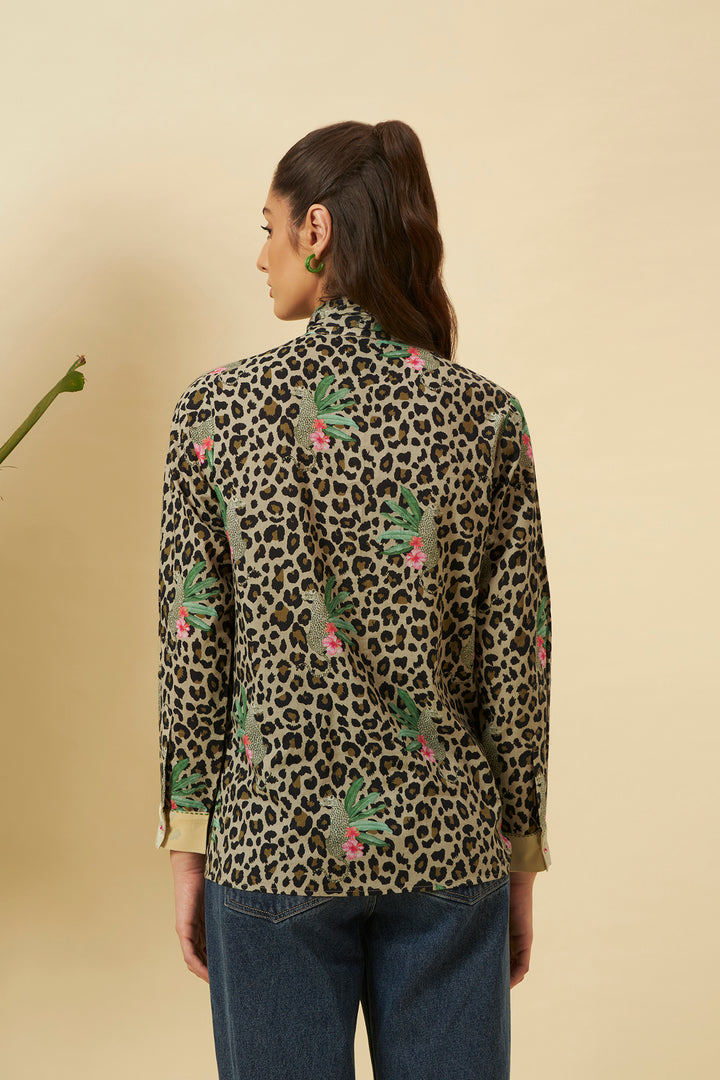 Leopard Print Bow Tie Top