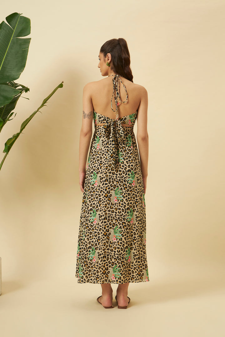 Leopard Print Halter Dress
