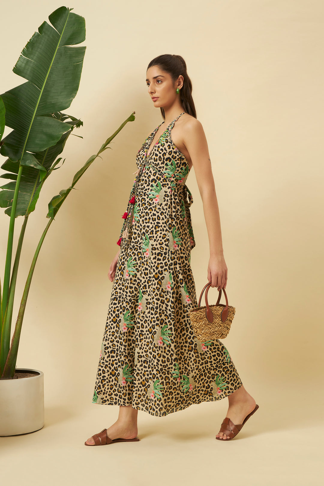 Leopard Print Halter Dress