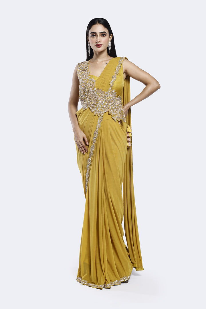 Faux Slash Drape Saree