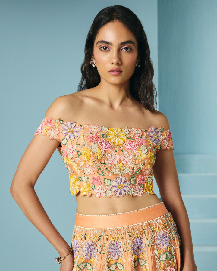 Orange Contrast Cordwork Bustier