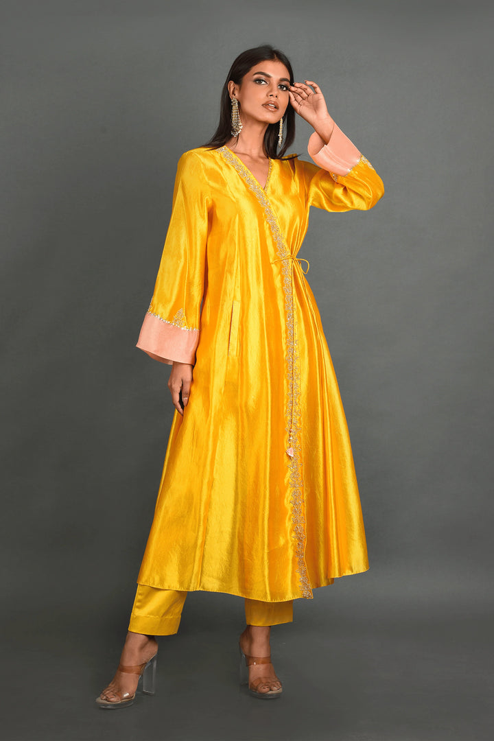 Yellow Silk Kurta With Pant