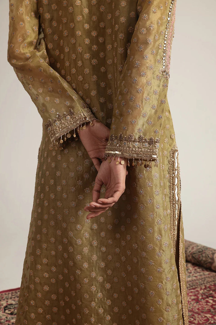 Zar-Rang Olive Green Buti Kurta Set