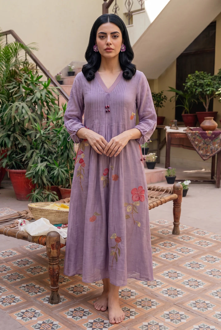 Rumi Mul Chanderi Tunic Set in Lavender