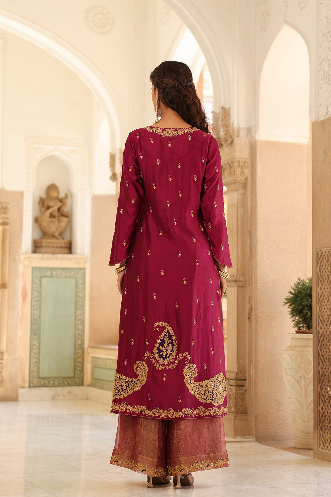 riwayat applique long kurta set