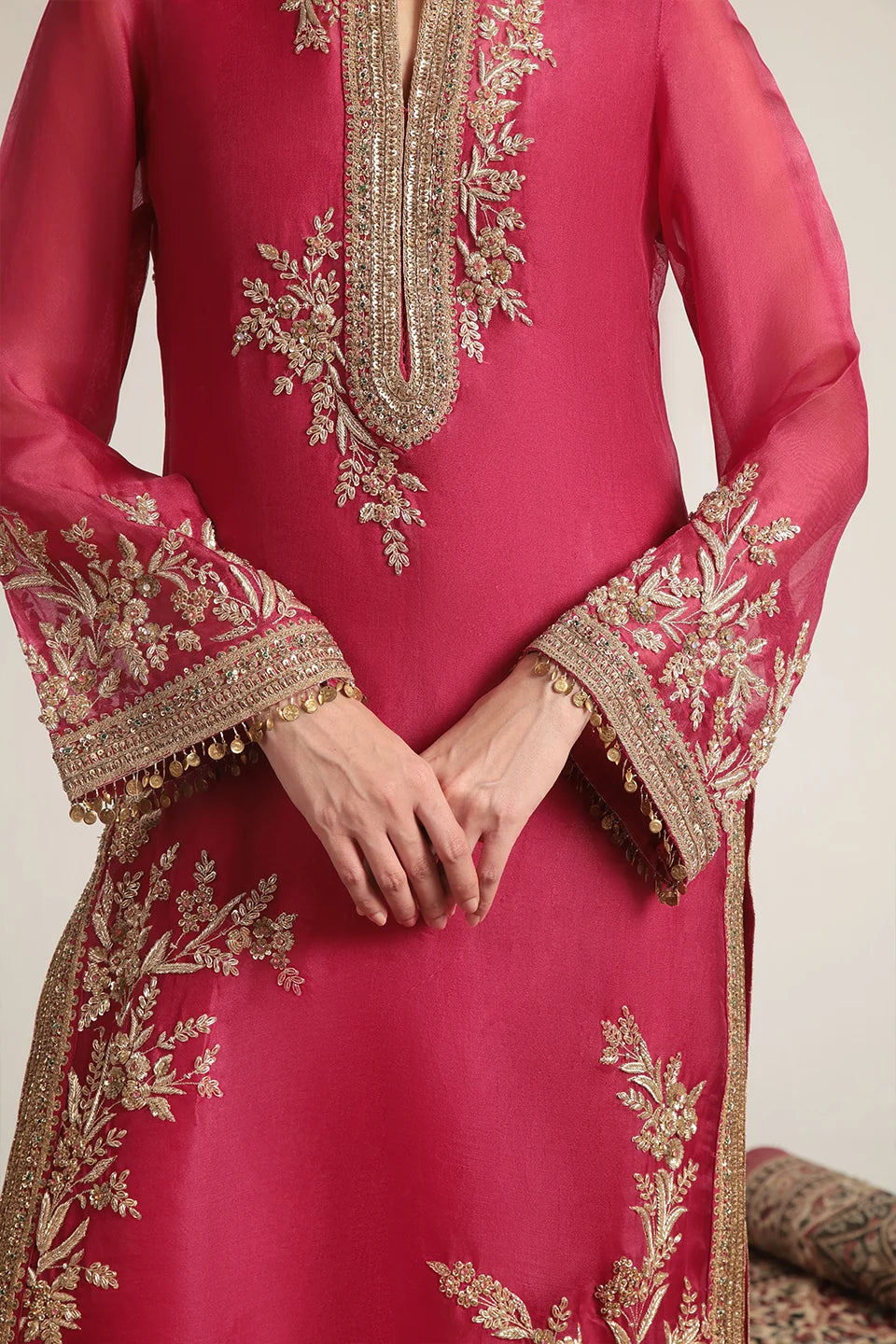 Zar-Rang Pink Jaal Kurta Set