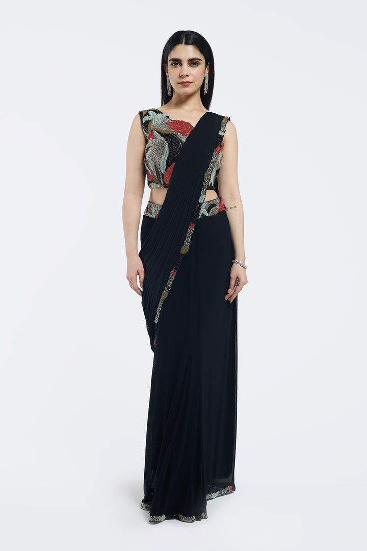 Foliage  Embellished  Drape Saree