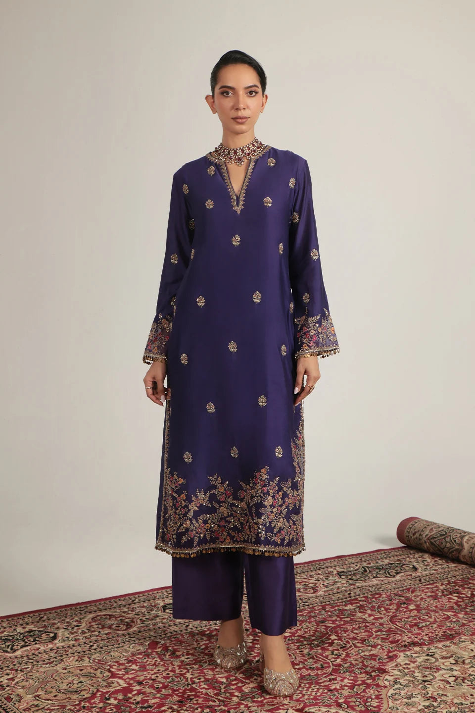 Zar-Rang Purple Farshi Kurta Set