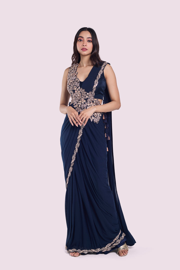 faux slash drape saree