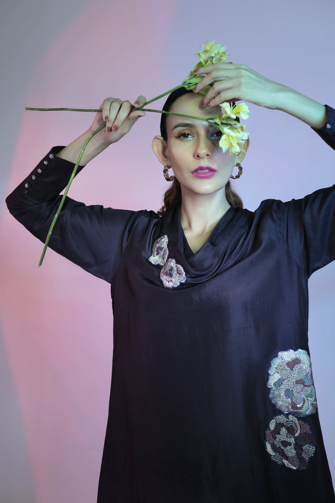Purple Silk Kurta With Pant