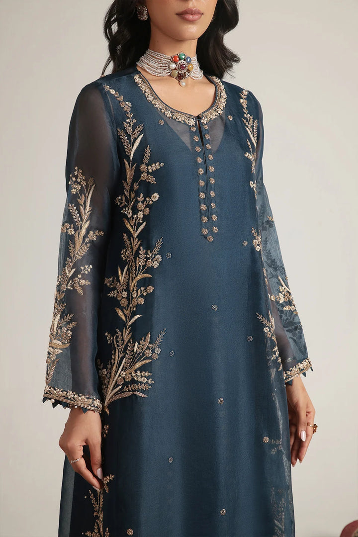 Zar-Rang Blue Light Phool Patti Kurta Set