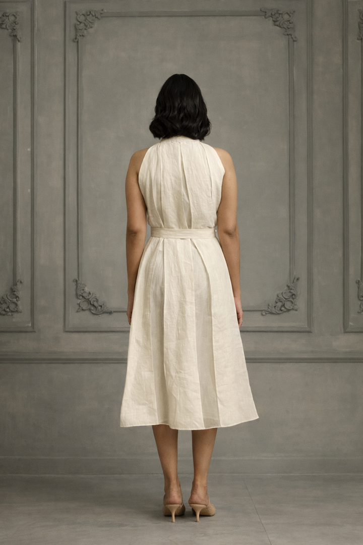 Ivory Applique Work / Embroidered and Porcupine Sleeves Organza Jacket With  Linen and Organza Dress