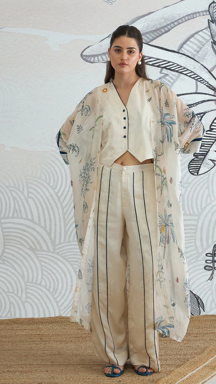 Jungle Long Cape With Waistcoat Top and Pants