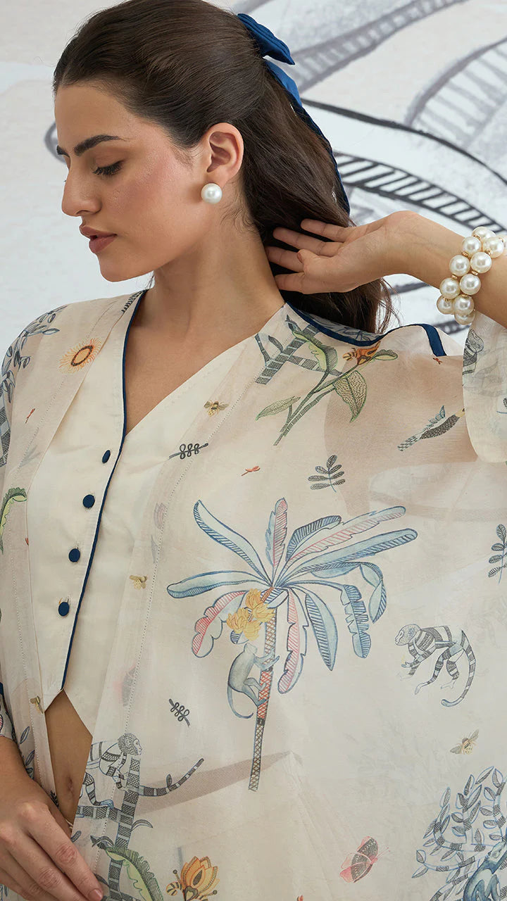 Jungle Long Cape With Waistcoat Top and Pants
