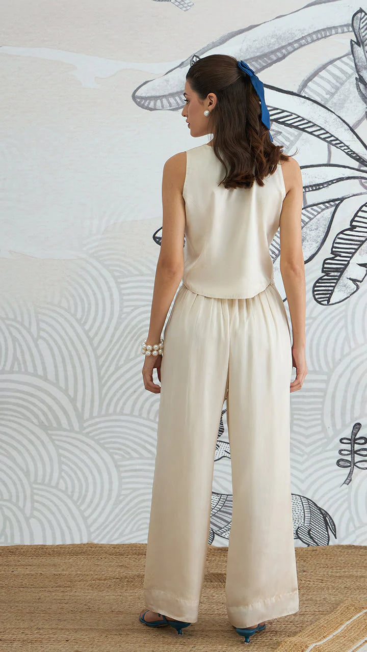 Cream Waistcoat Top and Pants