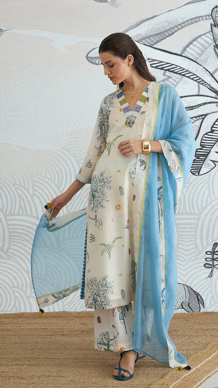 Jungle V-neck Kurta Set