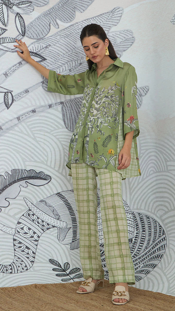 Asymmetrical Shirt With Pant