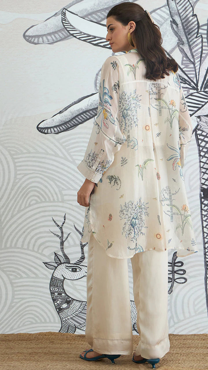 Jungle Kimono Tunic With Blue Piping Pants
