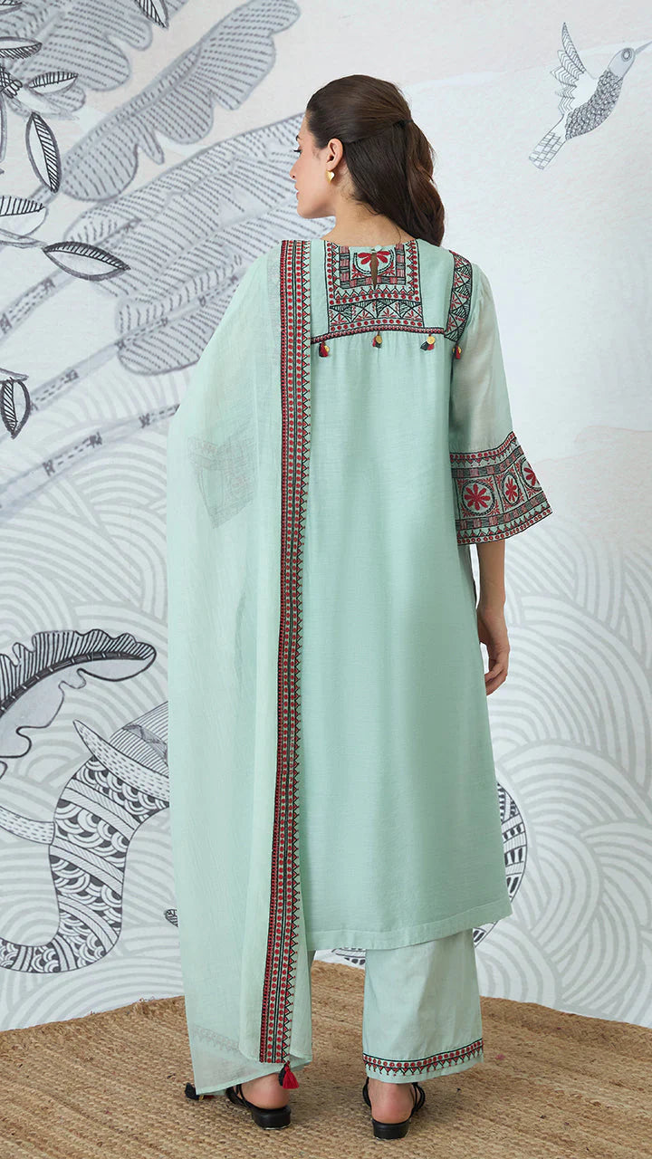 Sage Green Embroidery Kurta Set