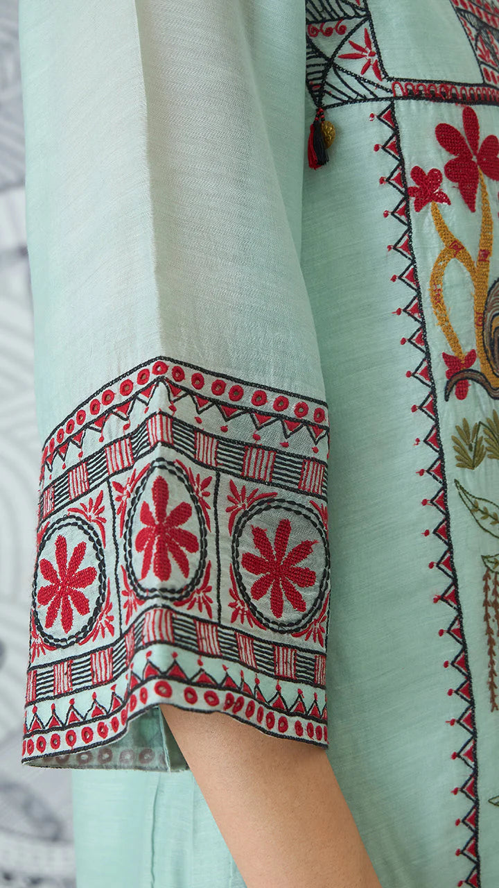 Sage Green Embroidery Kurta Set