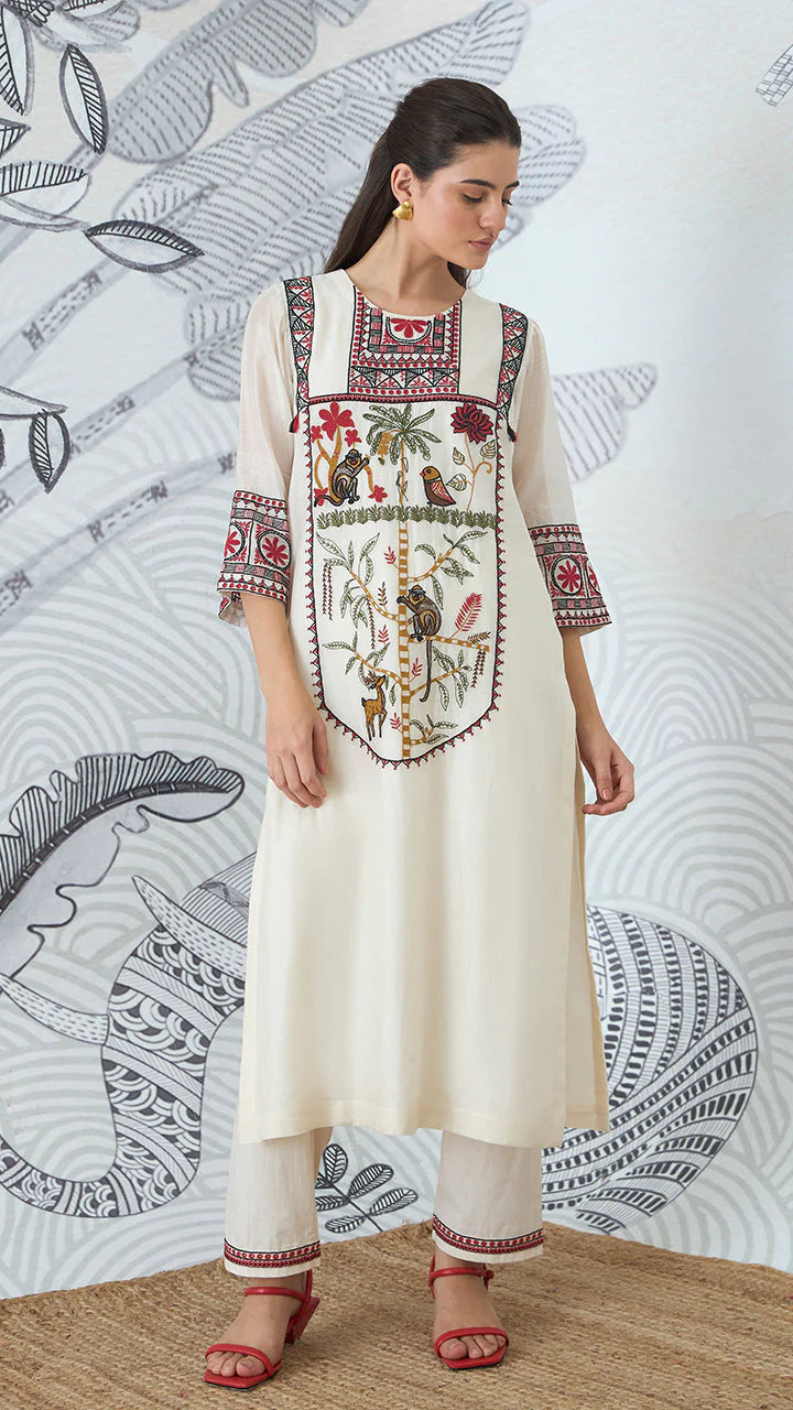 Ivory Embroidery Kurta Set