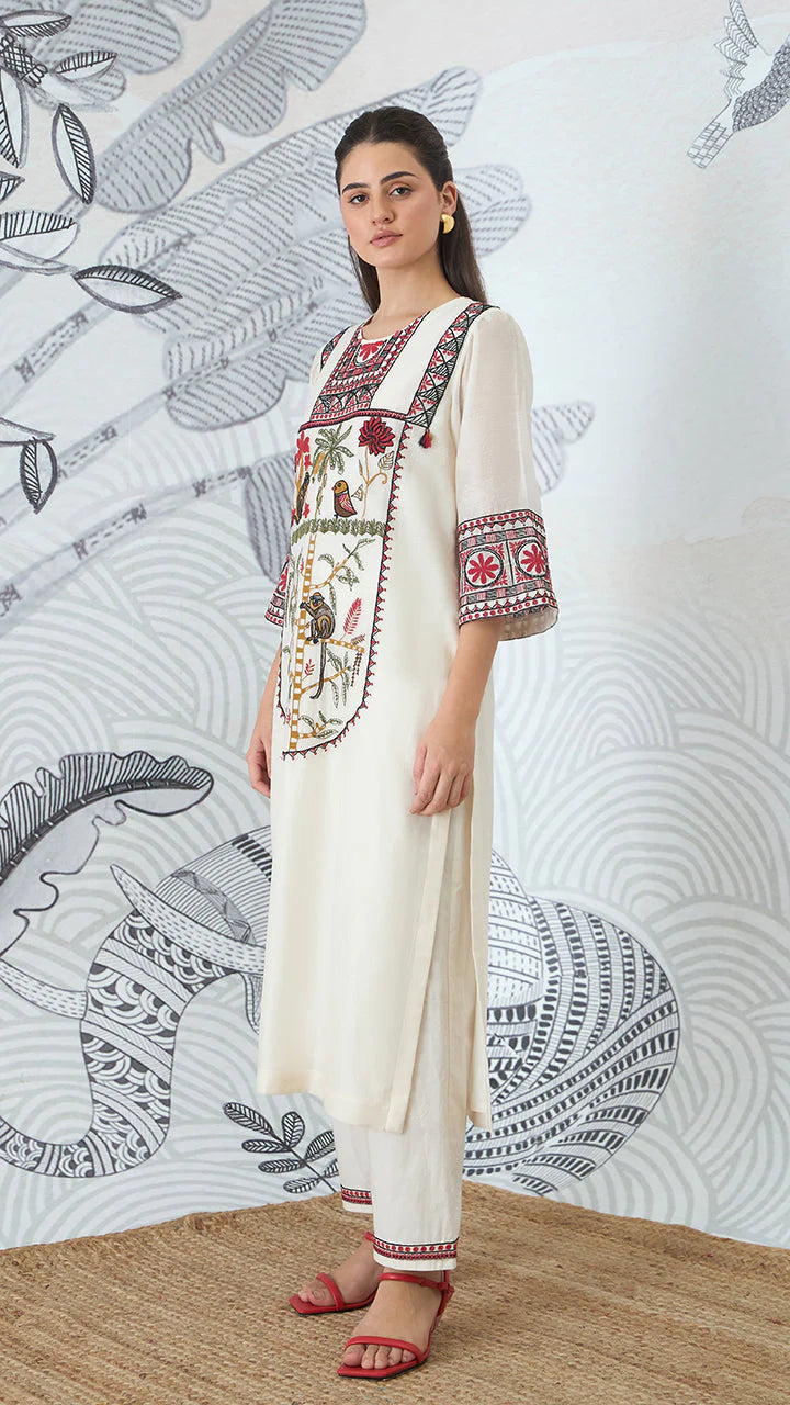 Ivory Embroidery Kurta Set
