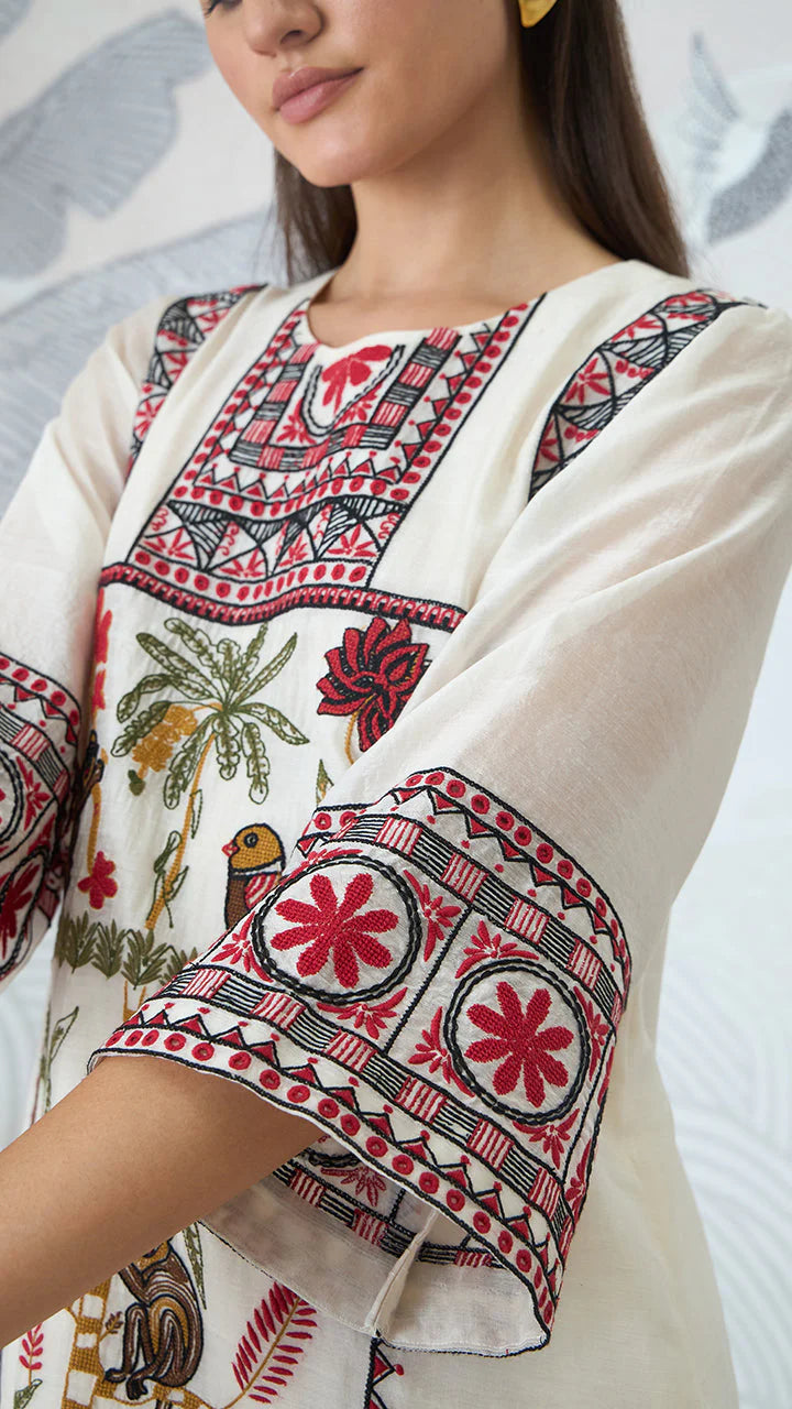 Ivory Embroidery Kurta Set