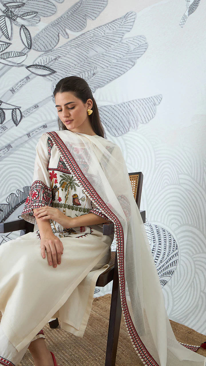 Ivory Embroidery Kurta Set