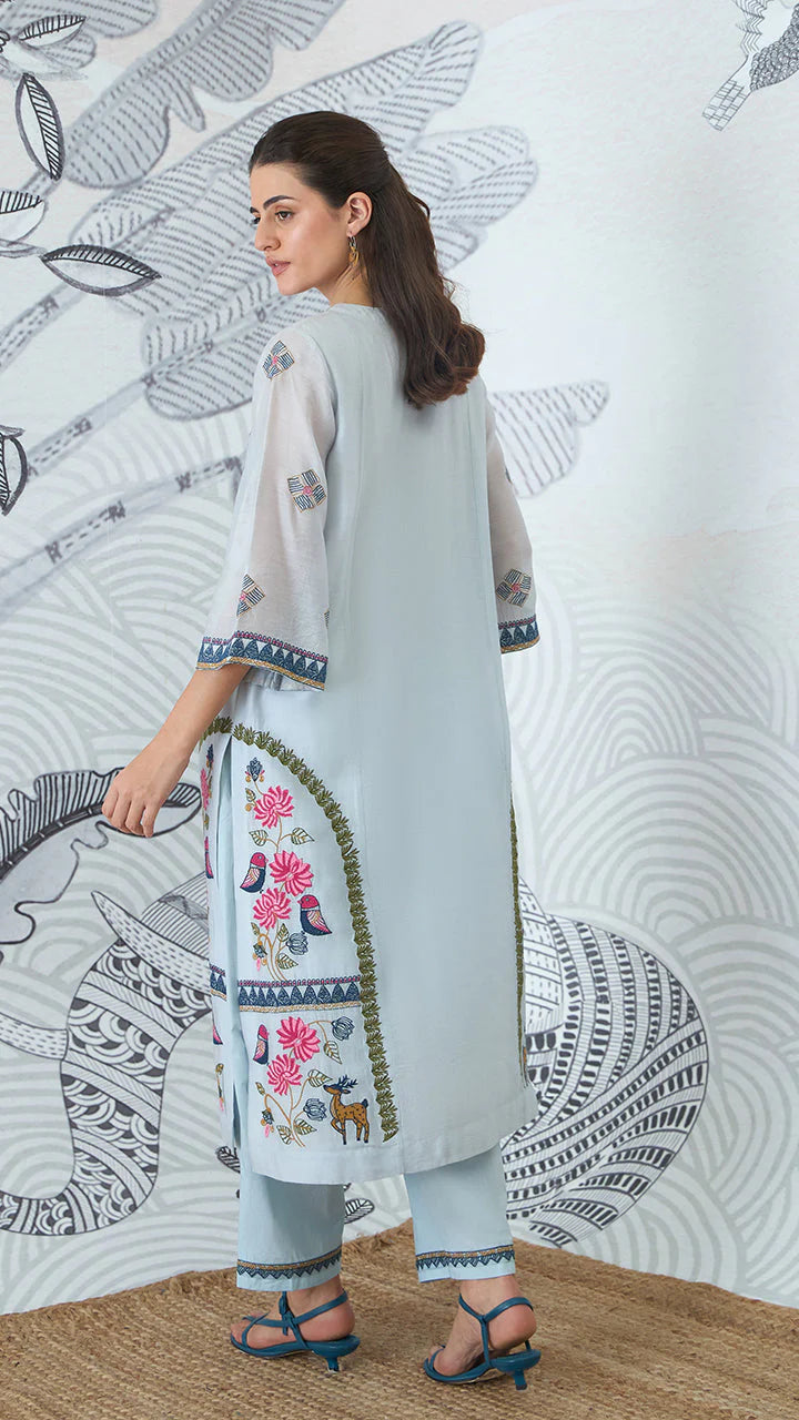 Powder Blue Embroidery Kurta Set