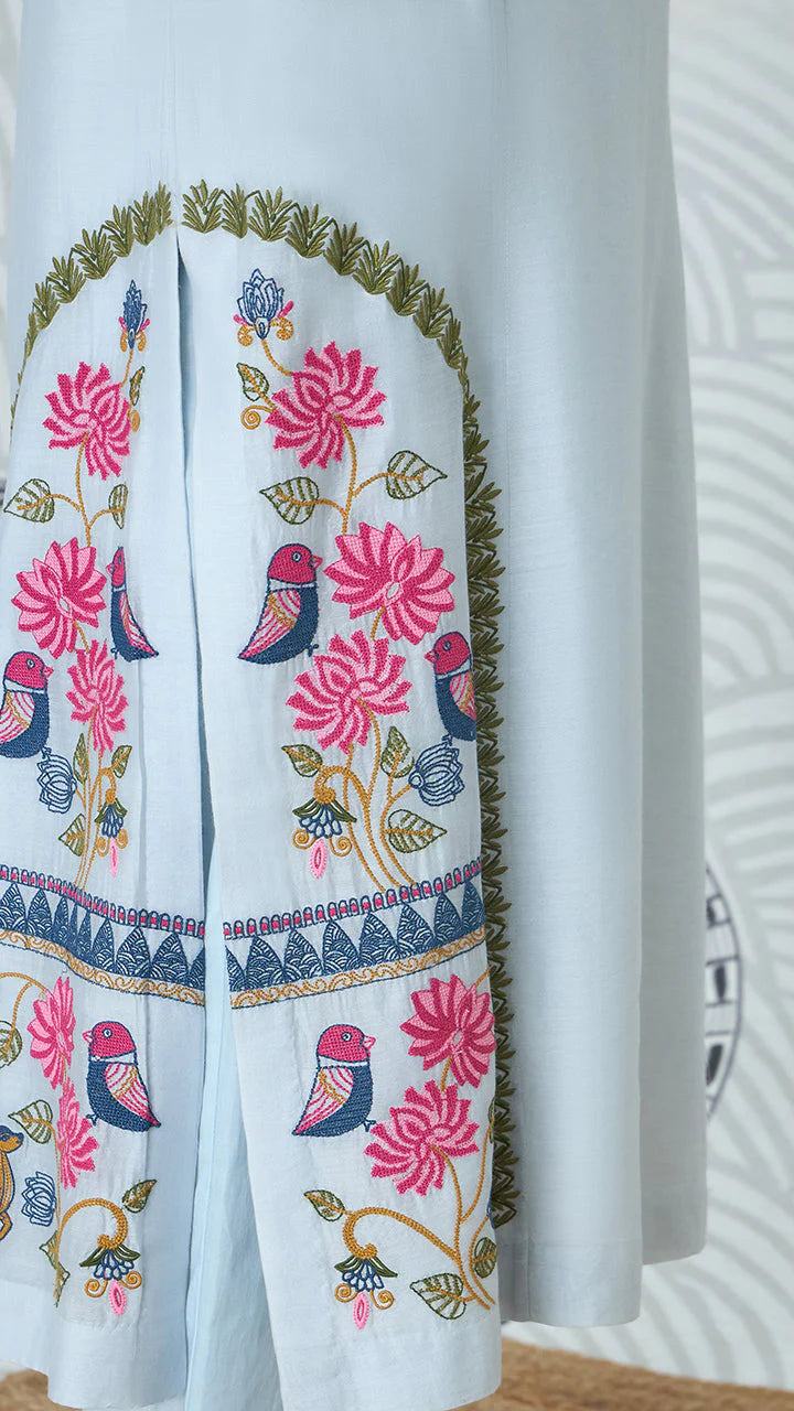 Powder Blue Embroidery Kurta Set