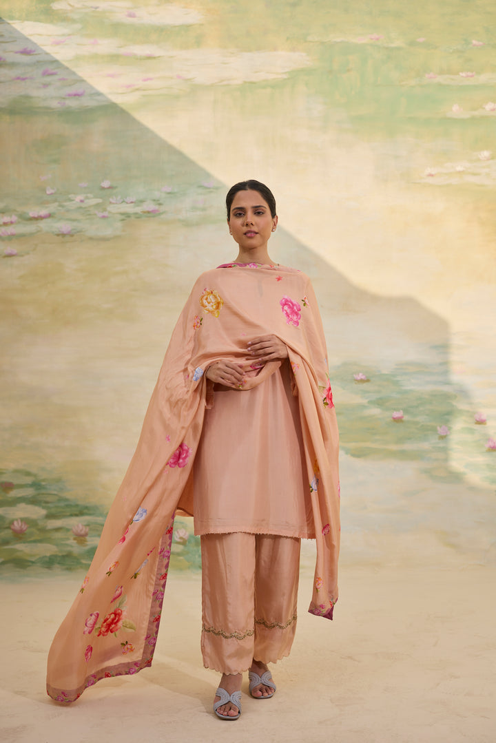 Caramel Short Silk Kurti Set