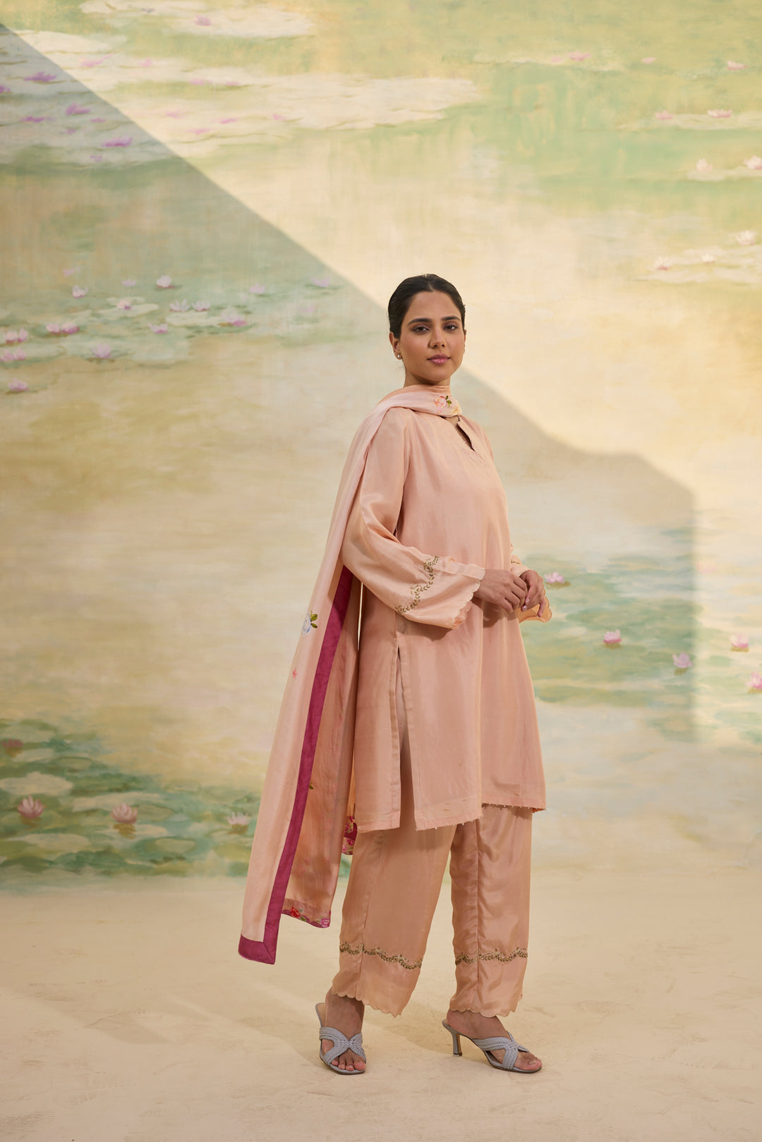Caramel Short Silk Kurti Set