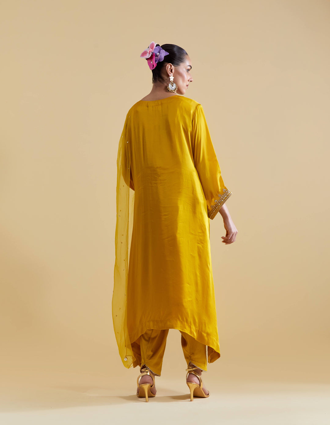 Mustard Kurta Set with Dori Embroidery