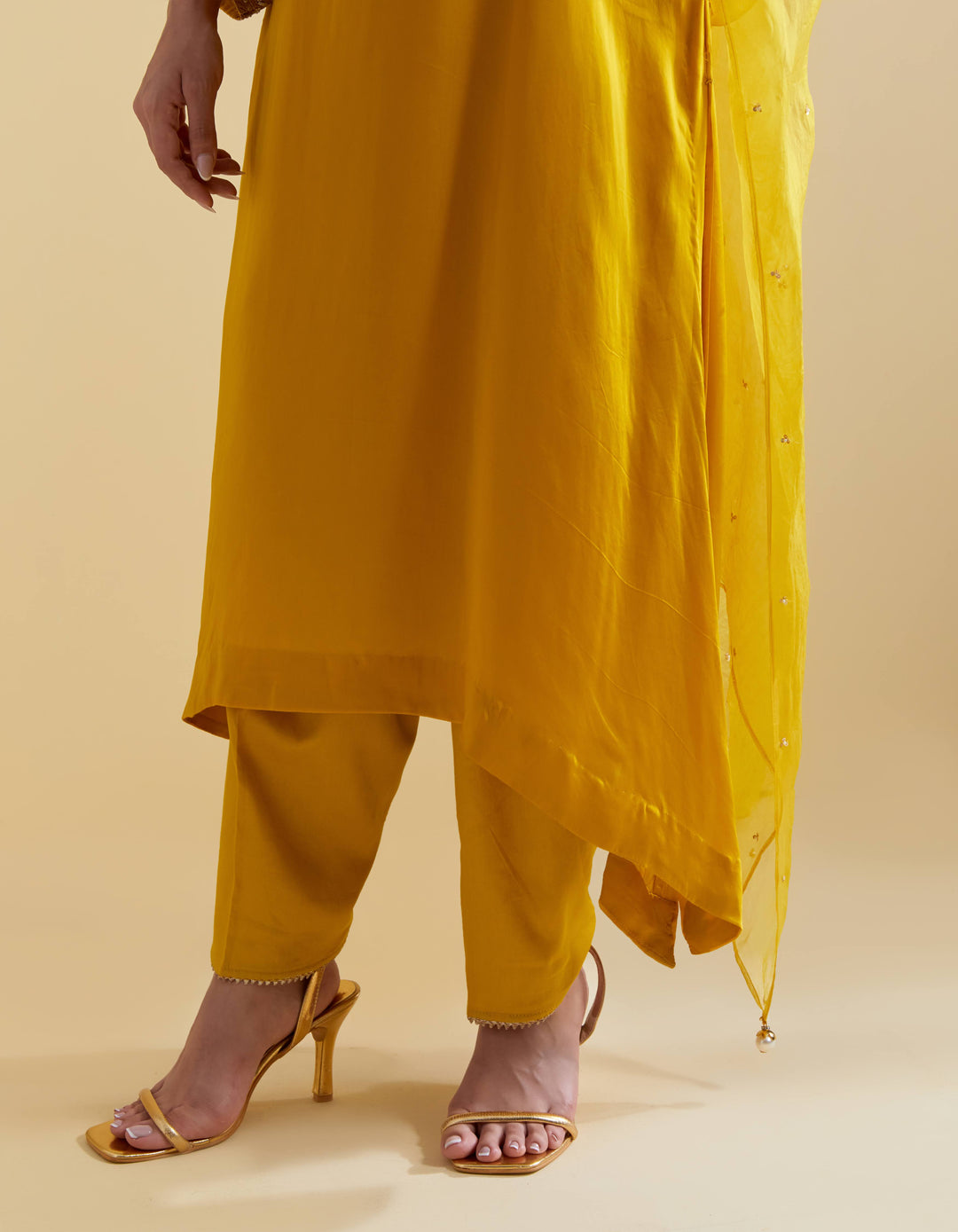 Mustard Kurta Set with Dori Embroidery
