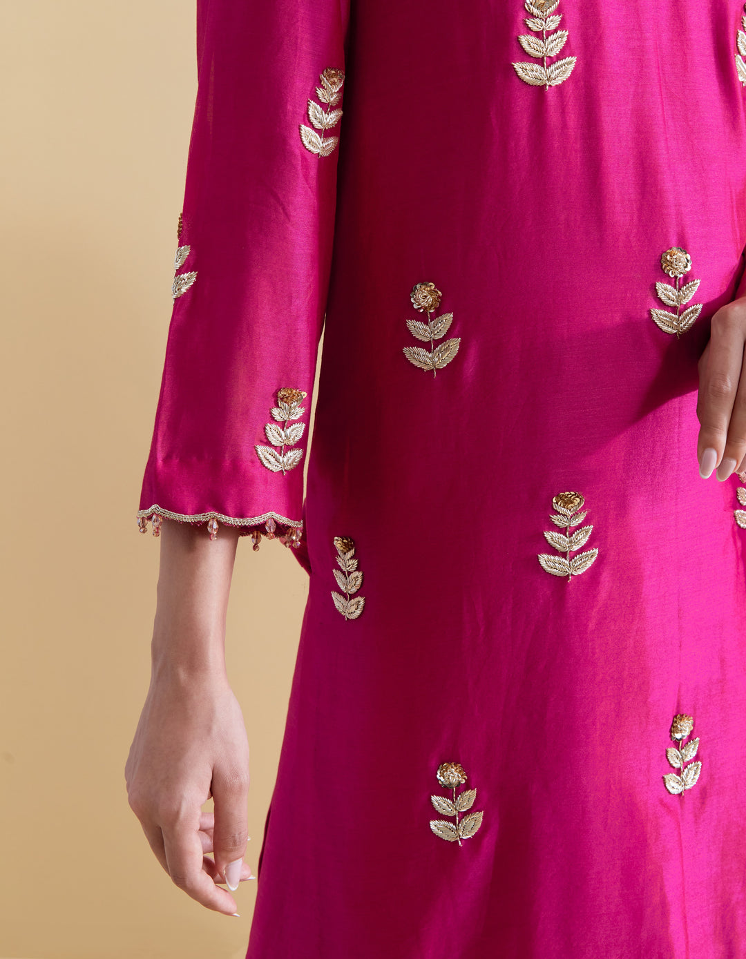 Rani Hand Embroidered Kurta and Sharara Set