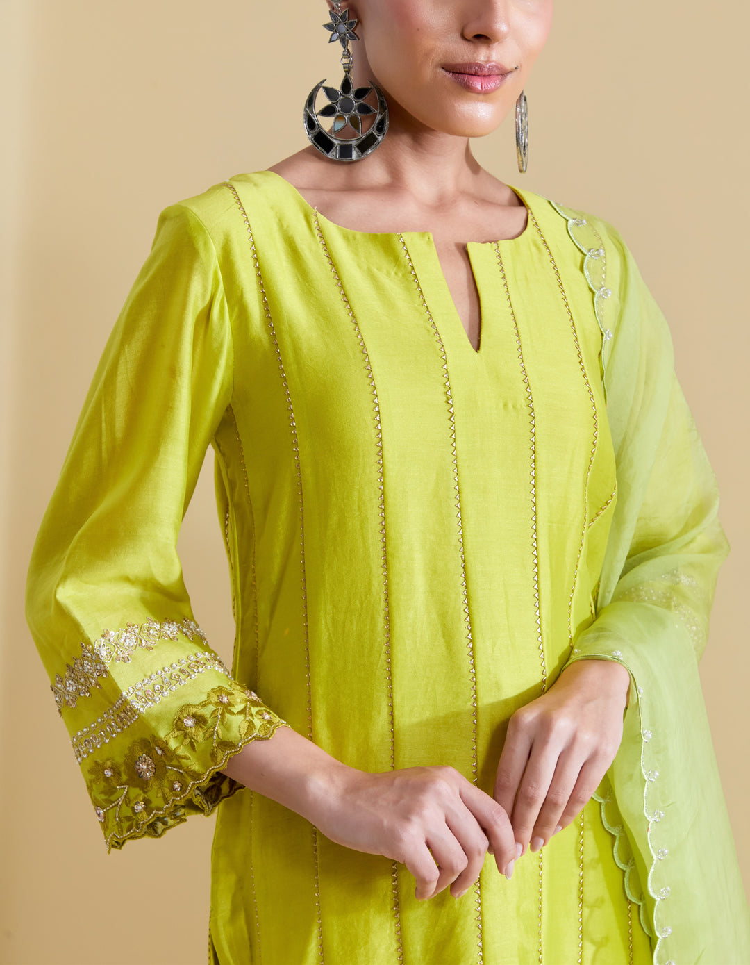 Lime Short Kurta with a Salwaar