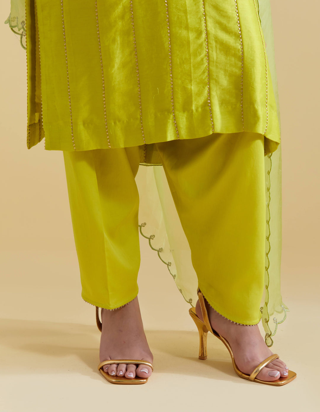 Lime Short Kurta with a Salwaar
