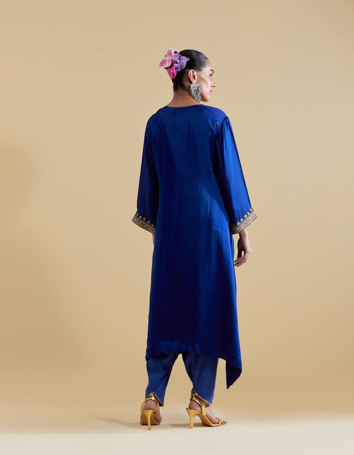 Royal Blue Kurta Set with Dori Embroidery