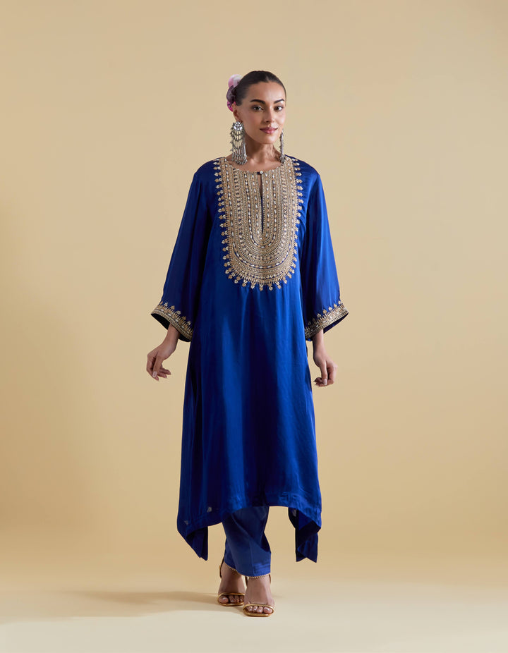 Royal Blue Kurta Set with Dori Embroidery