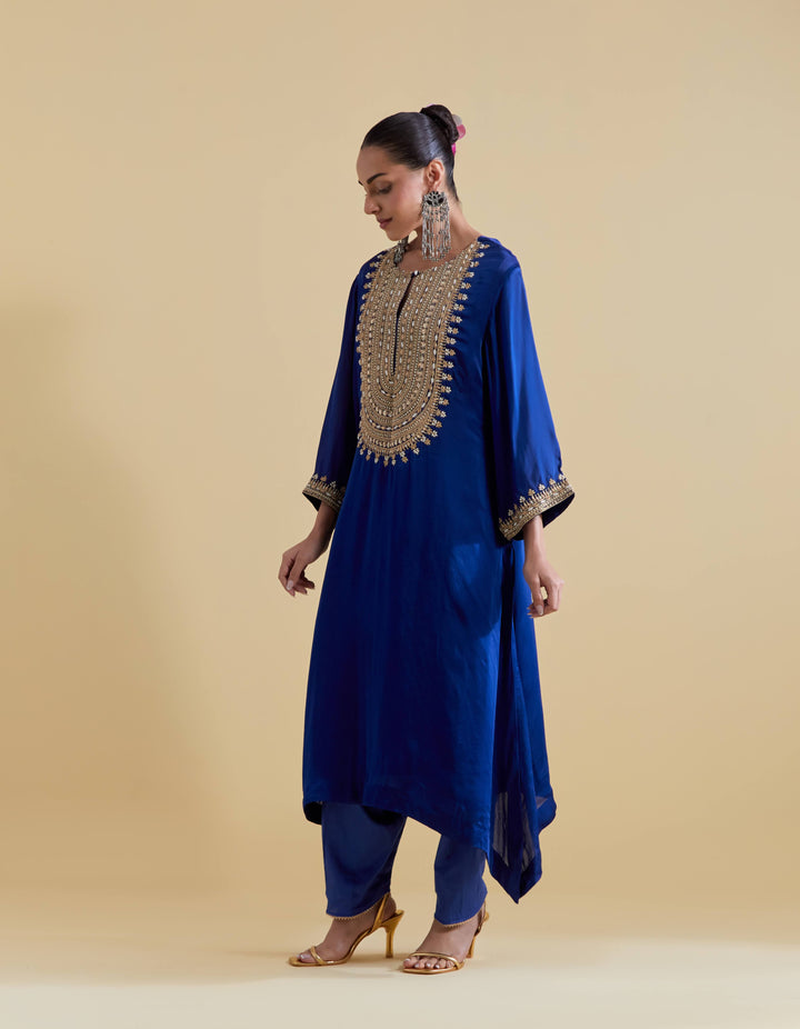Royal Blue Kurta Set with Dori Embroidery