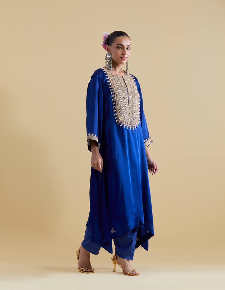 Royal Blue Kurta Set with Dori Embroidery