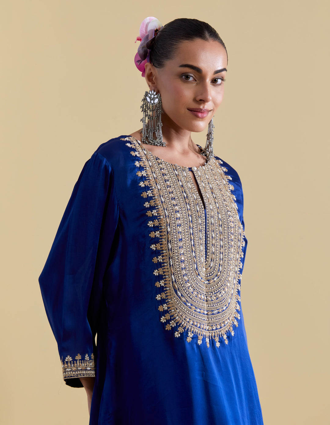 Royal Blue Kurta Set with Dori Embroidery