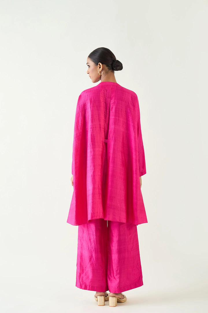 Ira: Silk Kimono Tunic set - Hot Pink
