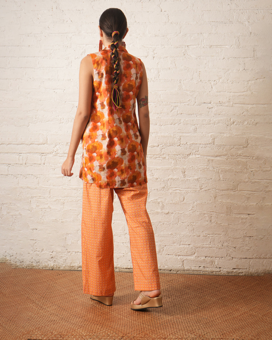 Rust Printed Co‑ord Set with Jacket