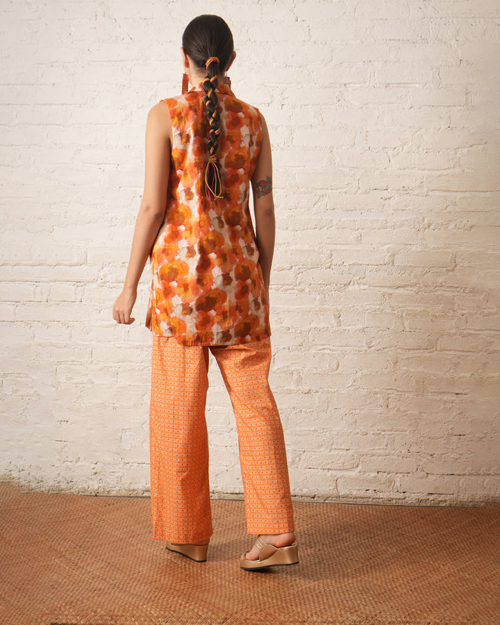 Rust Printed Co‑ord Set with Jacket