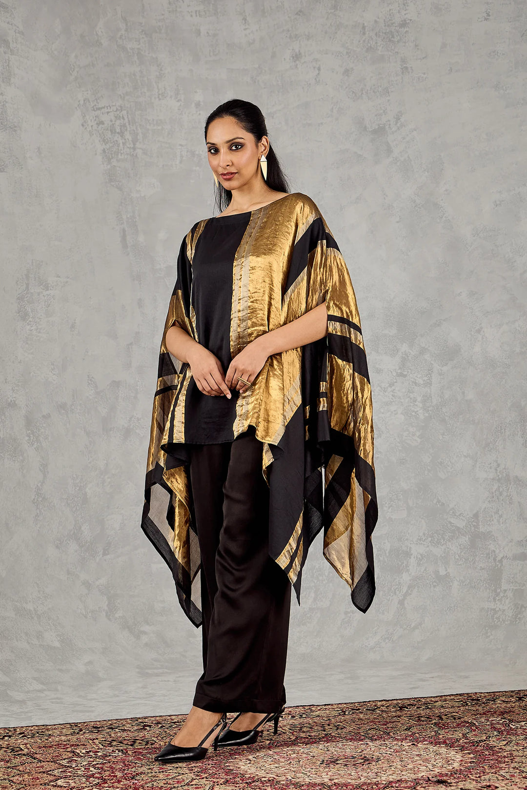 Black Asymmetrical Cape Set